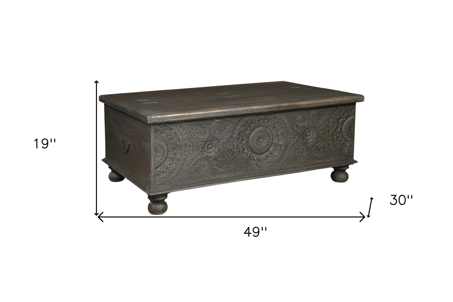 Black Solid Wood Distressed Lift Top Coffee Table