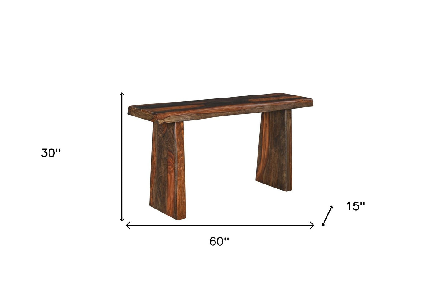 Dark Brown Solid Wood Frame Console Table