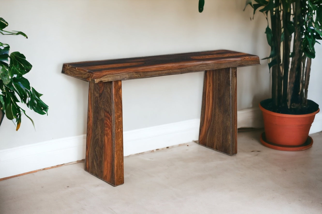 Dark Brown Solid Wood Frame Console Table
