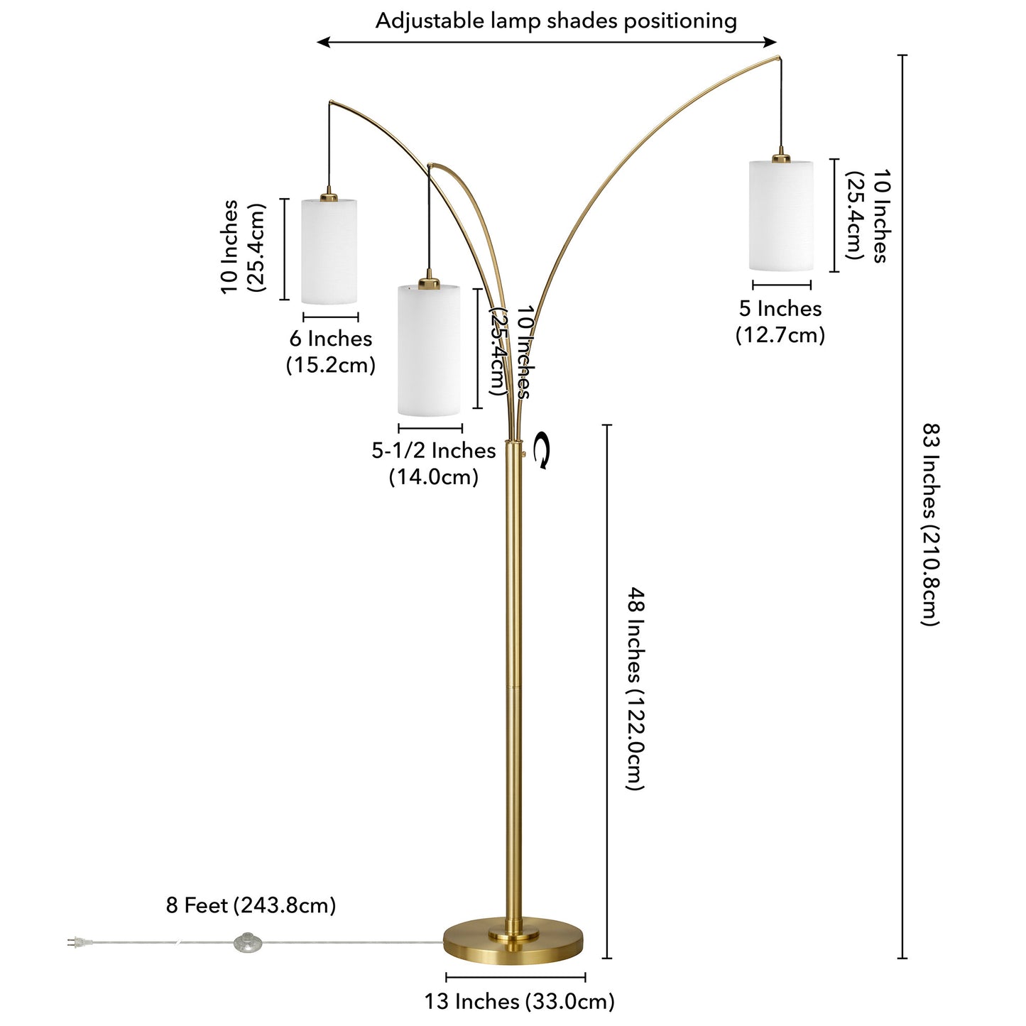 Brass 3-Light Tree Floor Lamp w/ Shade