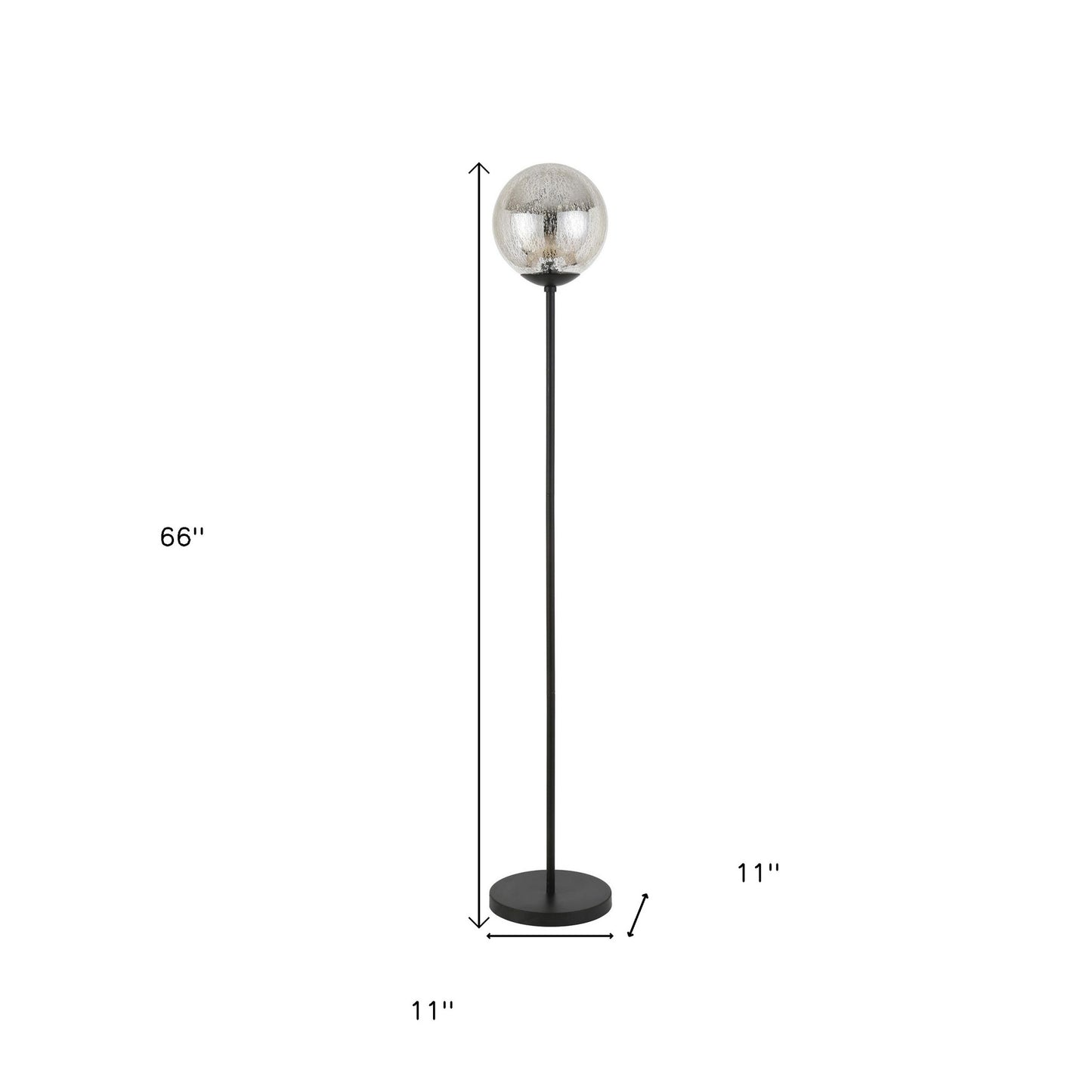 Black Floor Lamp w/ Gold Mercury Glass Globe