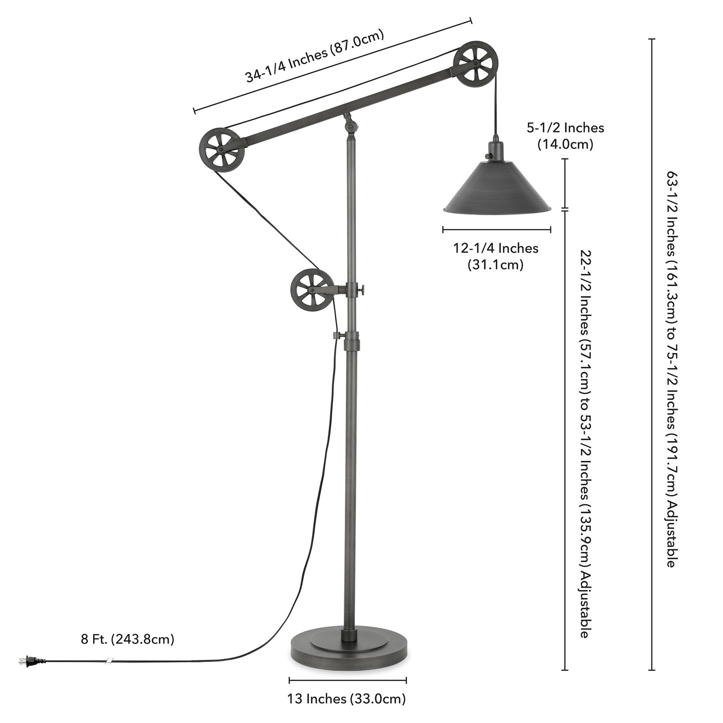 Steel Reading Floor Lamp w/ Silver Shade