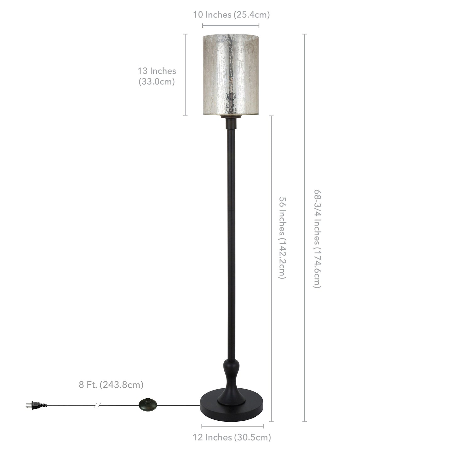 Black Torchiere Floor Lamp w/ Clear Glass Shade