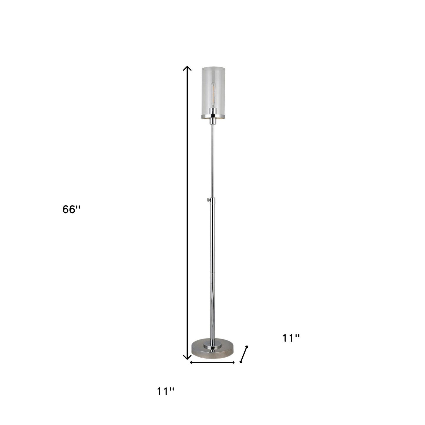 Nickel Torchiere Floor Lamp w/ Clear Glass Shade