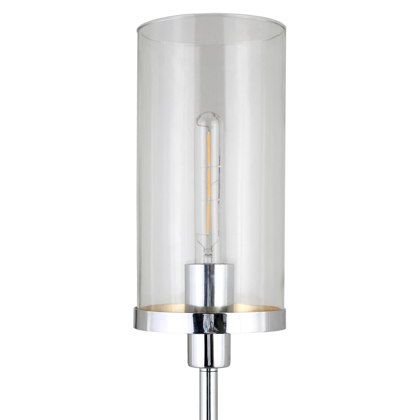Nickel Torchiere Floor Lamp w/ Clear Glass Shade