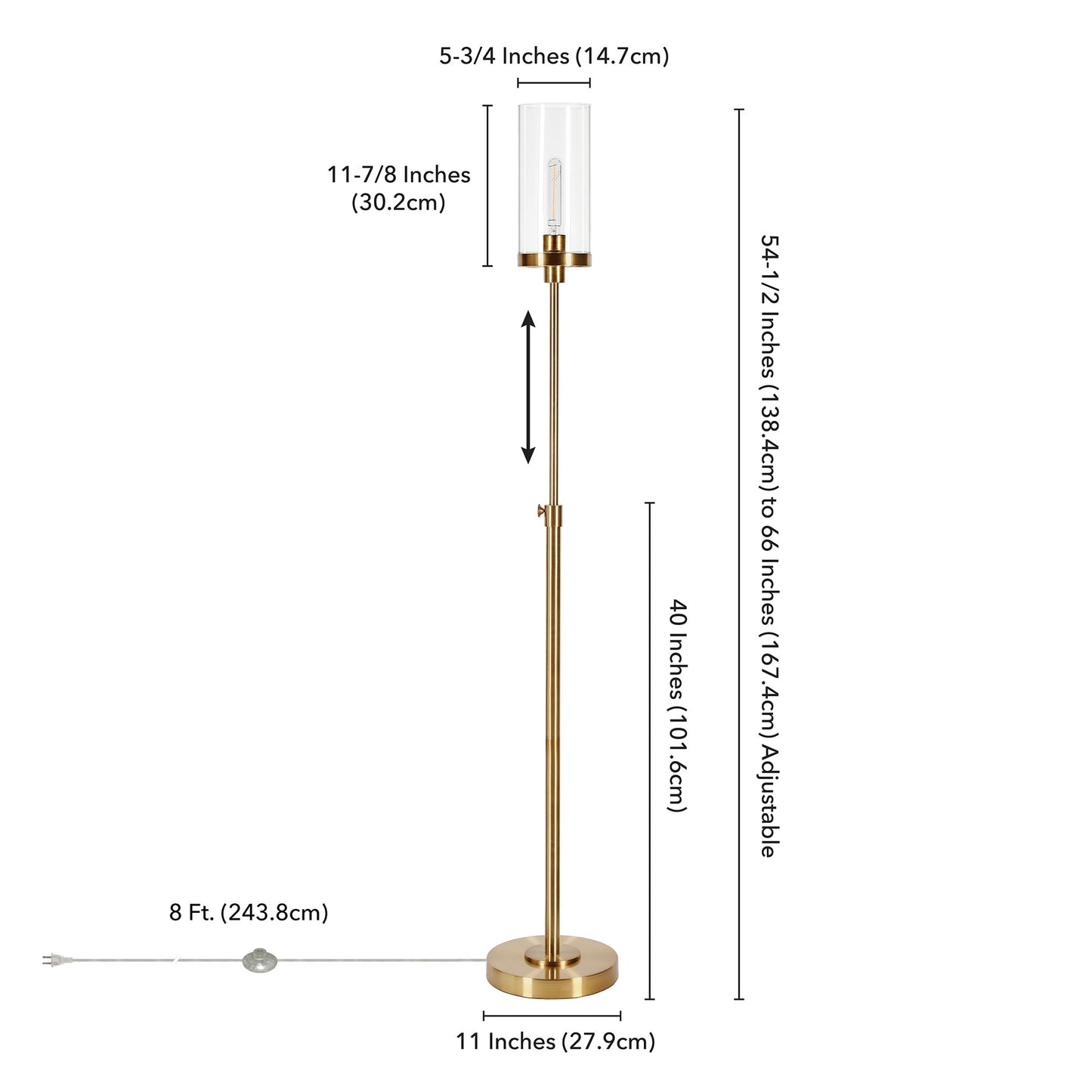 Brass Torchiere Floor Lamp w/ Clear Glass Shade