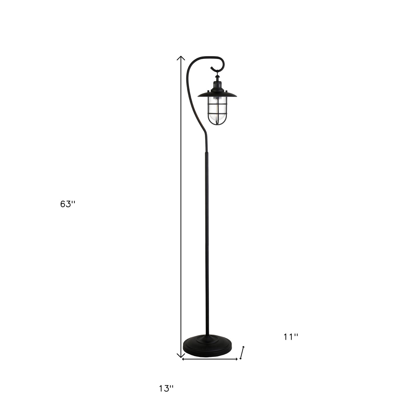 Black Floor Lamp w/ Clear Glass Shade