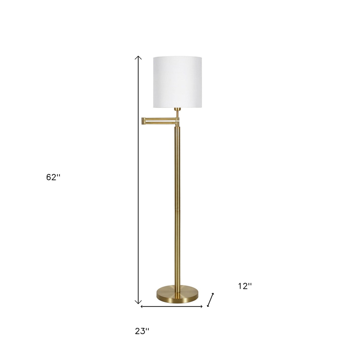 Brass Swing Arm Floor Lamp w/ Shade