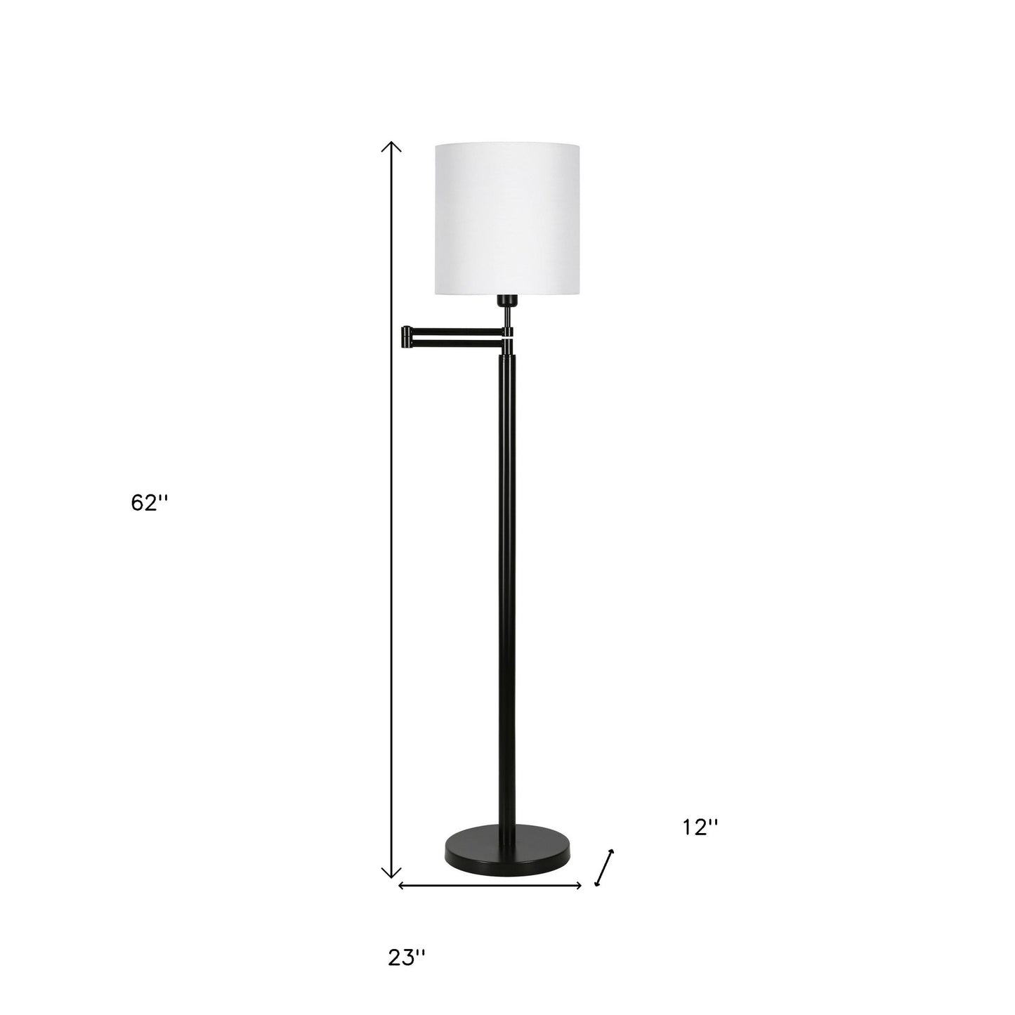Black Swing Arm Floor Lamp w/ Shade