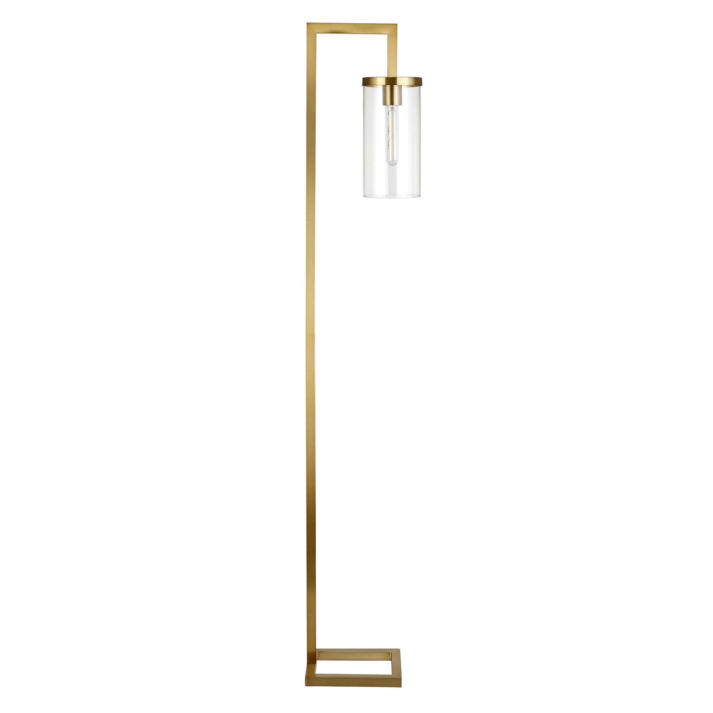 Brass Reading Floor Lamp w/ Clear Glass Shade