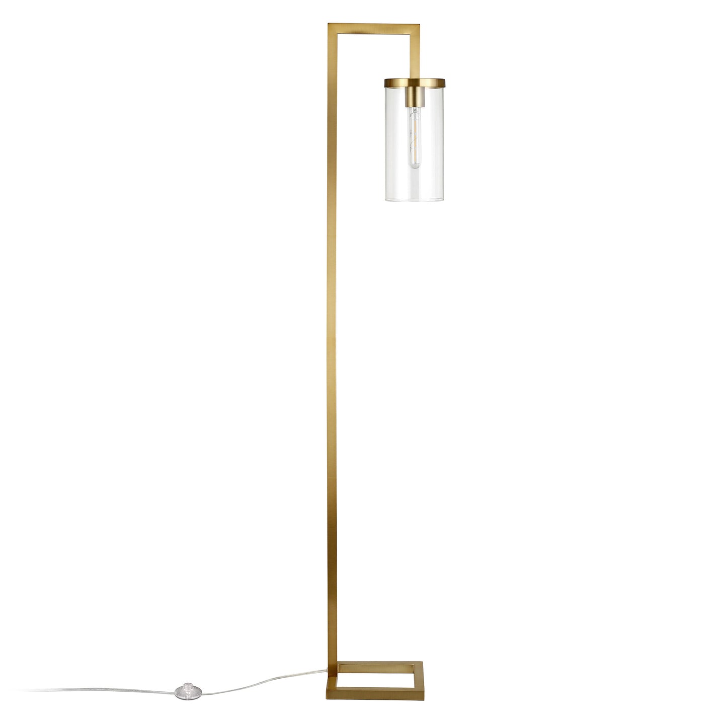 Brass Reading Floor Lamp w/ Clear Glass Shade