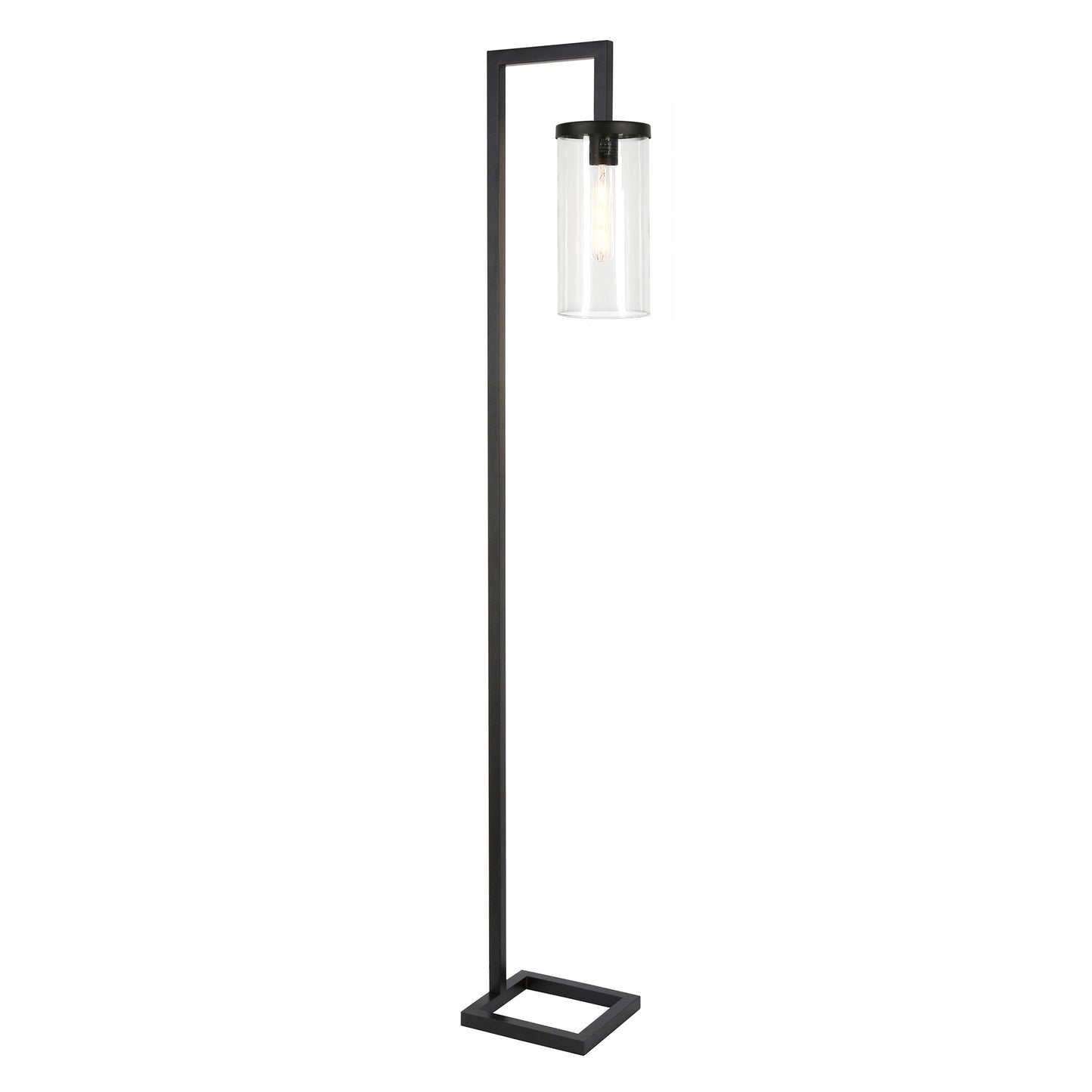 Black Reading Floor Lamp w/ Clear Glass Shade