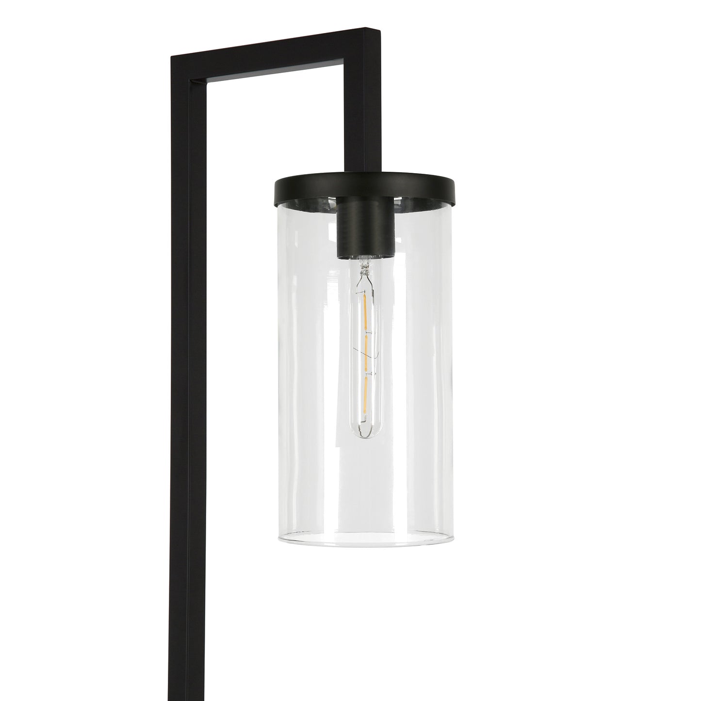 Black Reading Floor Lamp w/ Clear Glass Shade