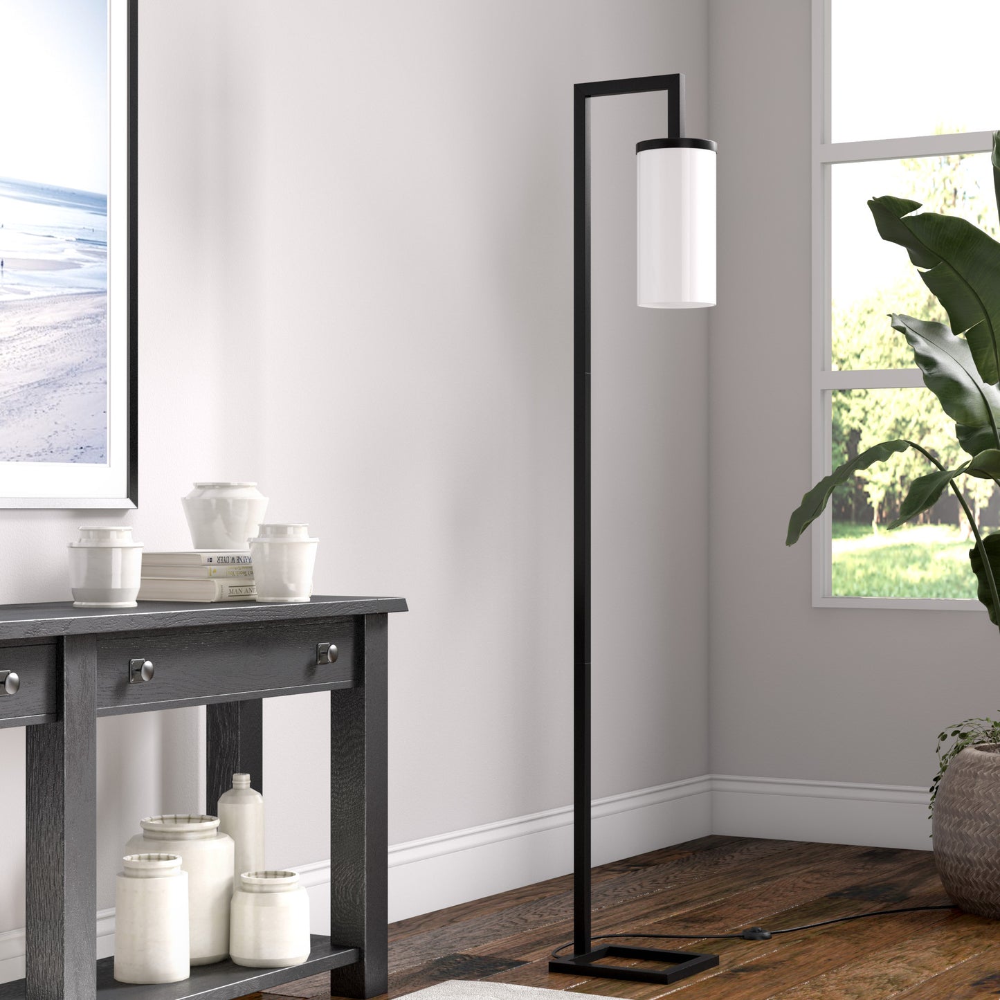 Black Reading Floor Lamp w/ Shade