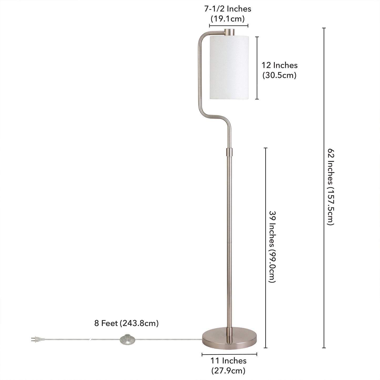 Nickel Reading Floor Lamp w/ Shade
