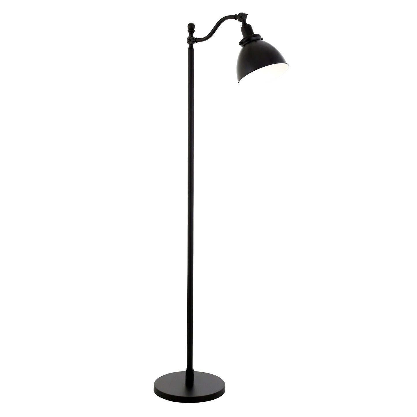 Black Swing Arm Floor Lamp w/ Black Shade