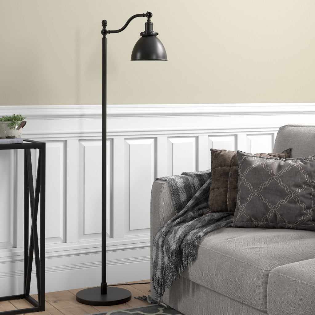 Black Swing Arm Floor Lamp w/ Black Shade