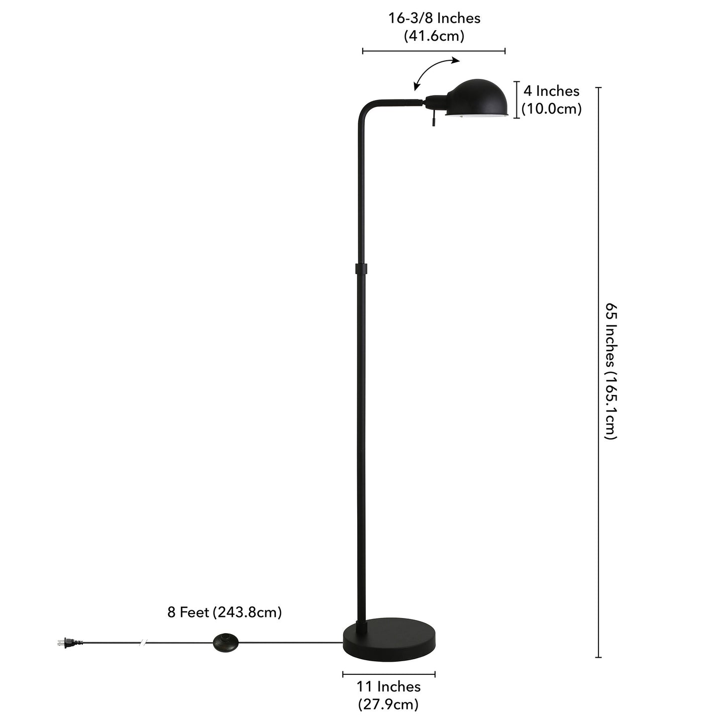 Black Reading Floor Lamp w/ Shade