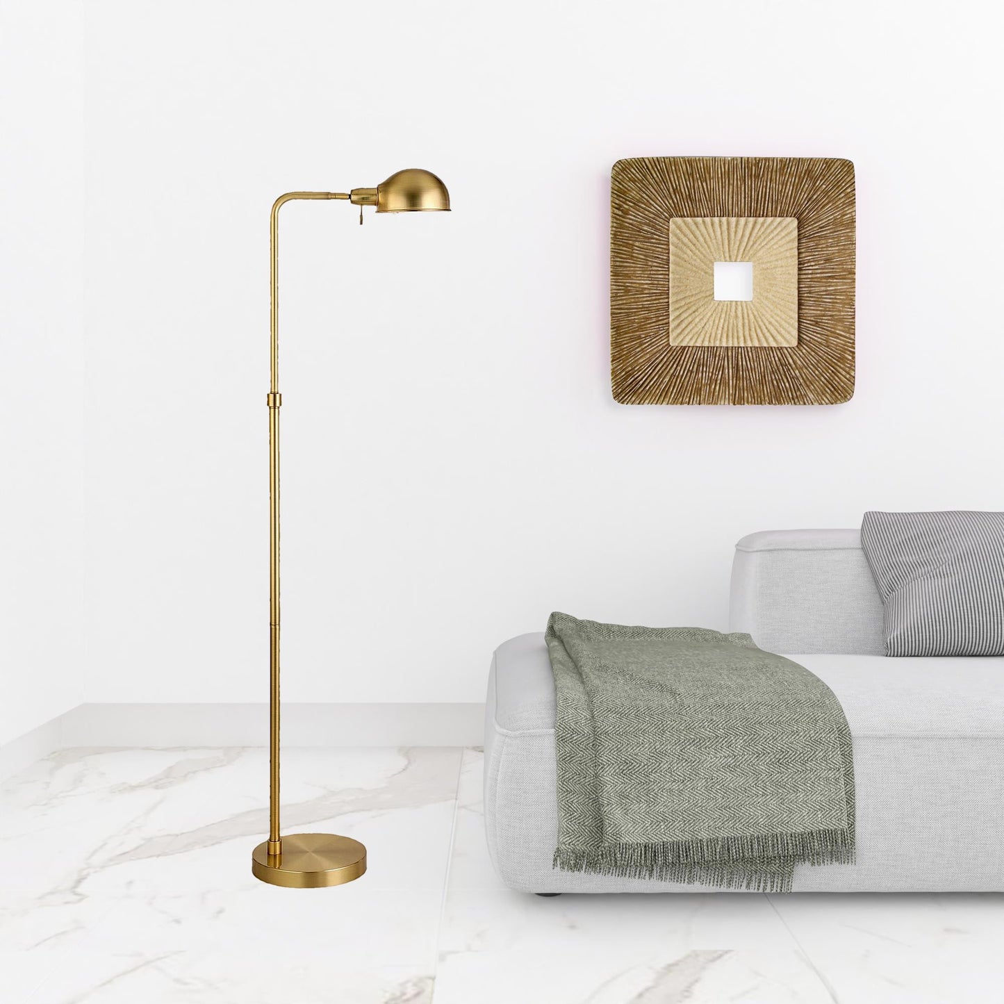 Brass Reading Floor Lamp w/ Shade