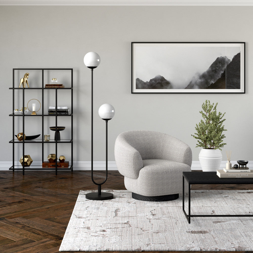 Black 2-Light Floor Lamp w/ Shade
