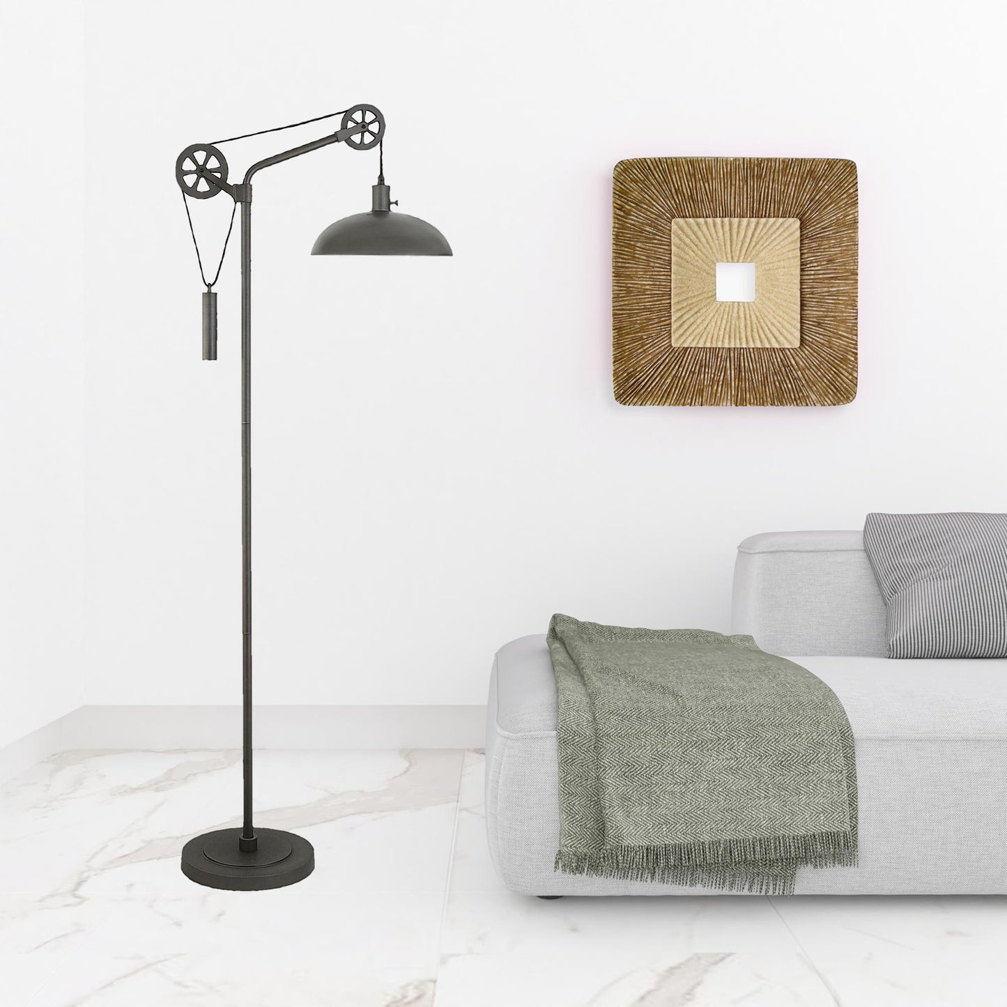 Steel Reading Floor Lamp w/ Silver Shade