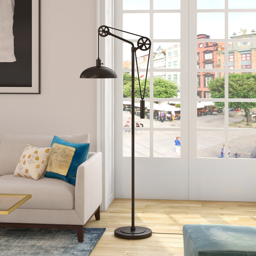 Black Adjustable Reading Floor Lamp w/ Black Shade