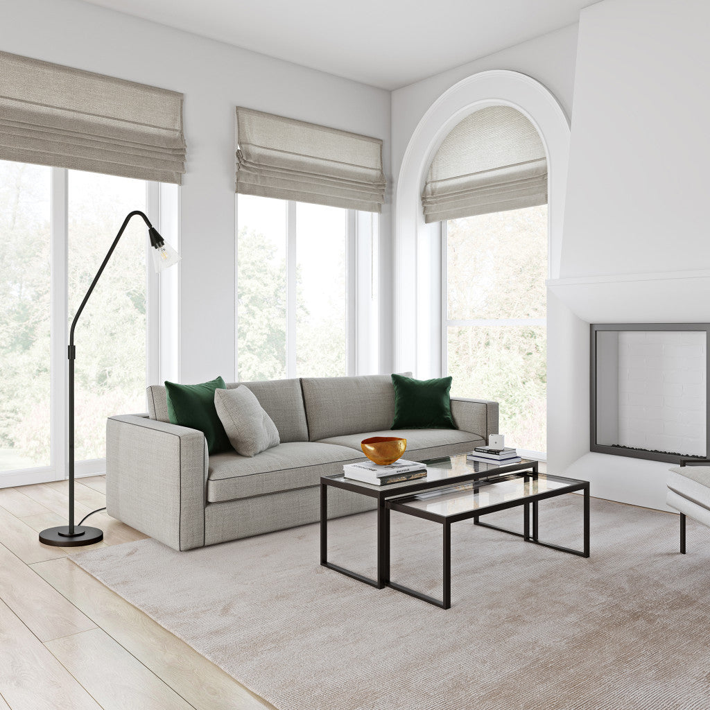 Black Reading Floor Lamp w/ Clear Glass Shade