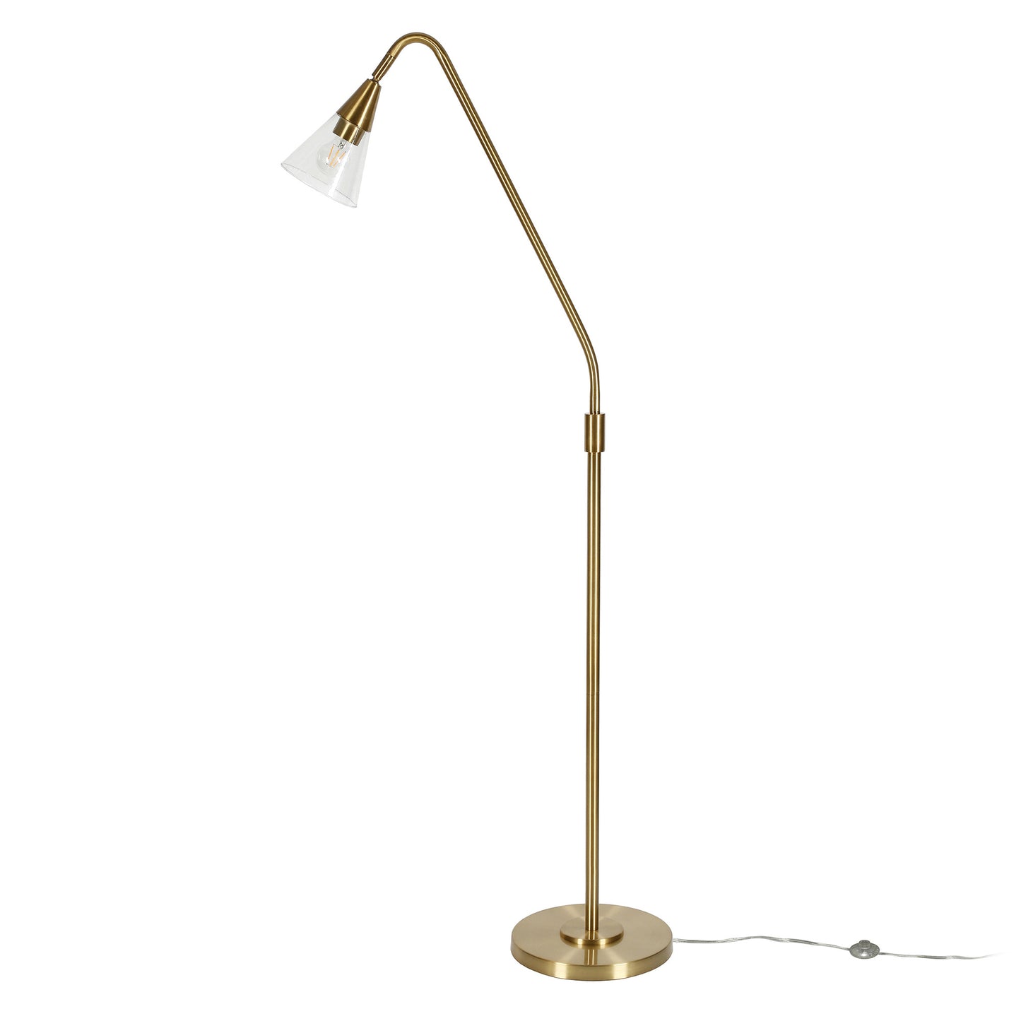 Brass Reading Floor Lamp w/ Clear Glass Shade