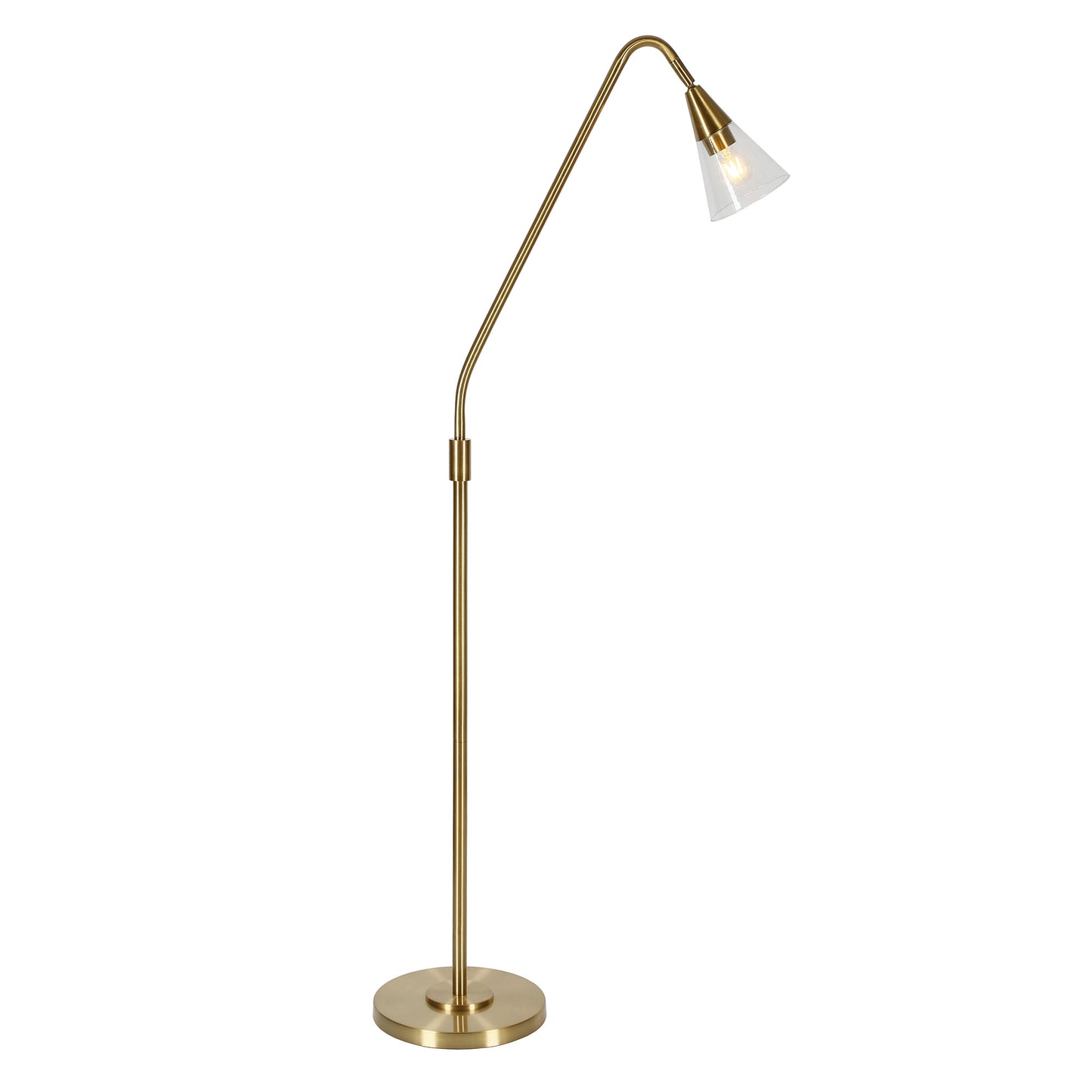 Brass Reading Floor Lamp w/ Clear Glass Shade