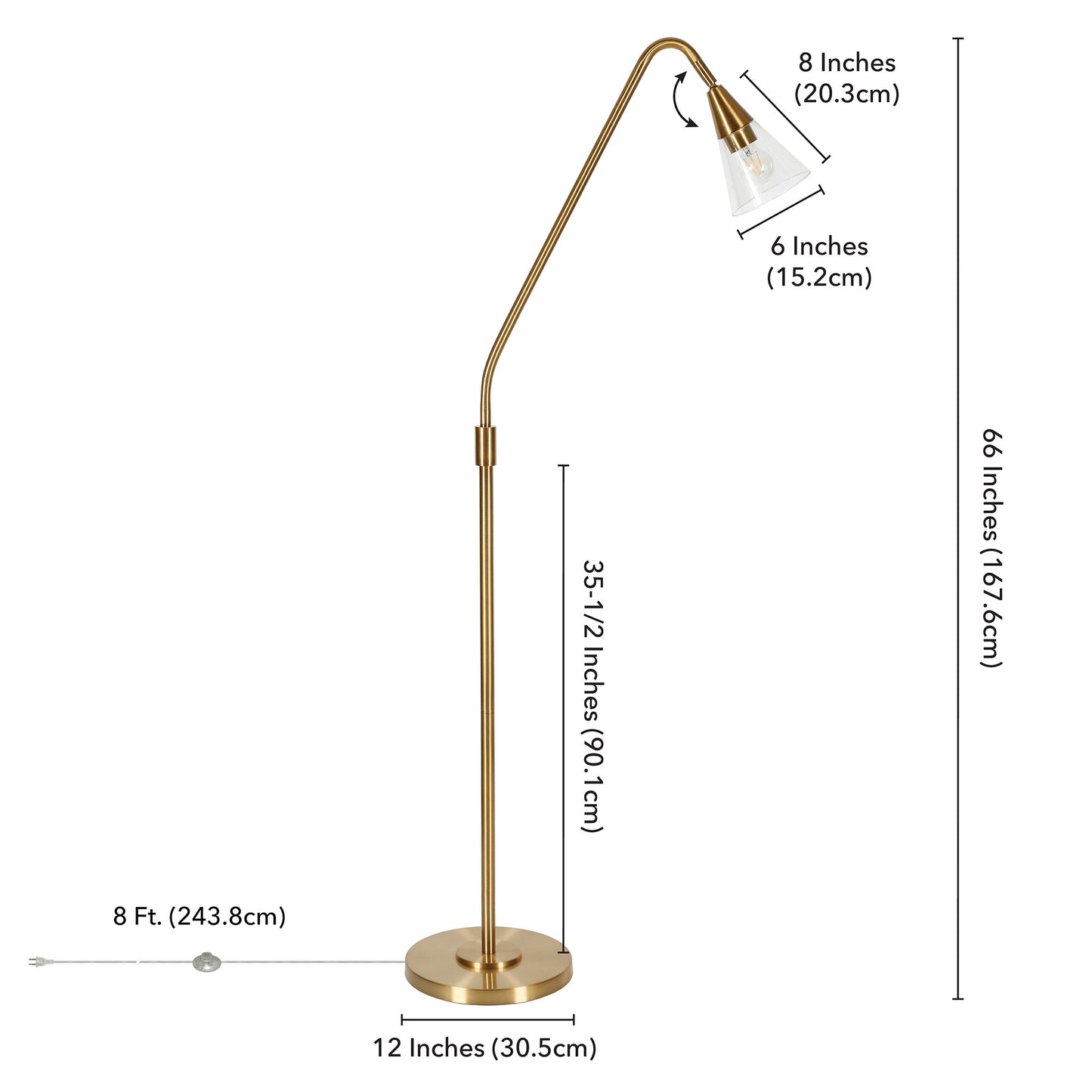Brass Reading Floor Lamp w/ Clear Glass Shade