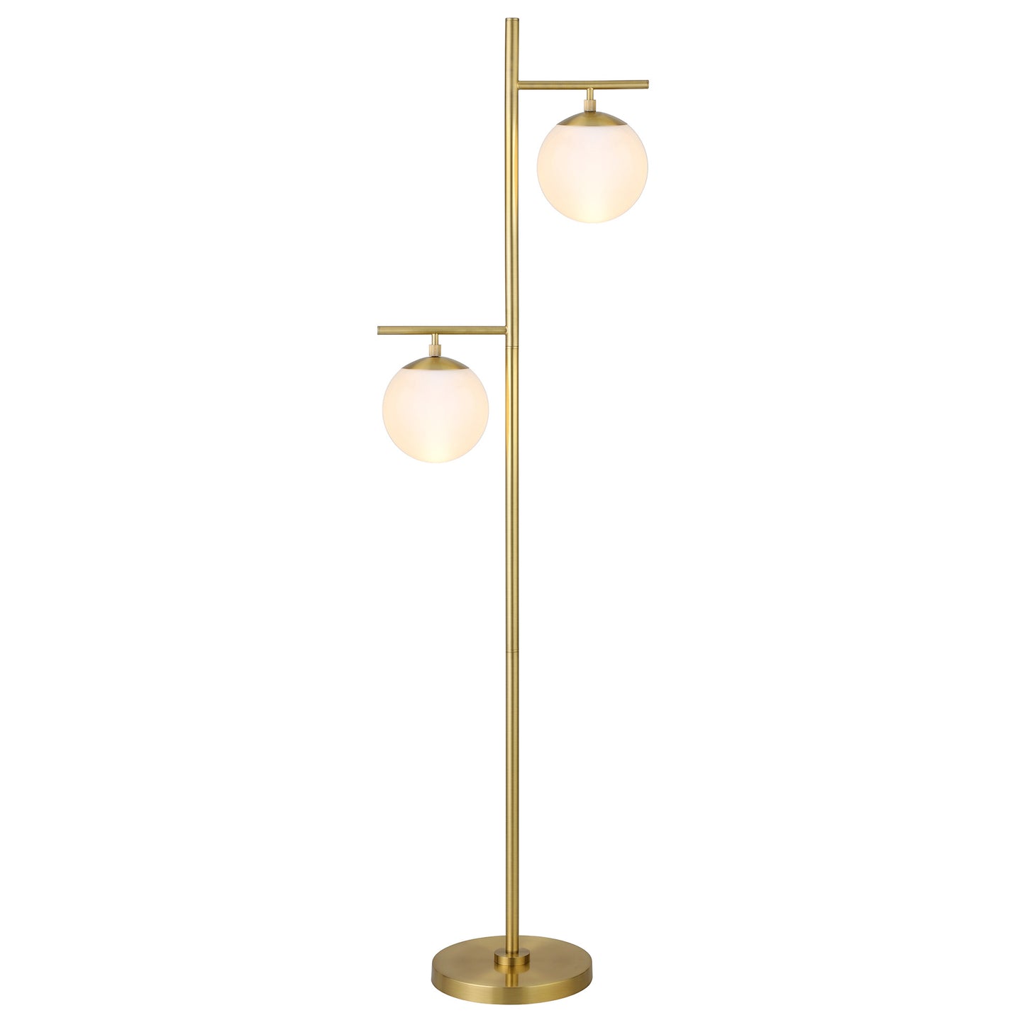 Brass 2-Light Tree Floor Lamp w/ Shade