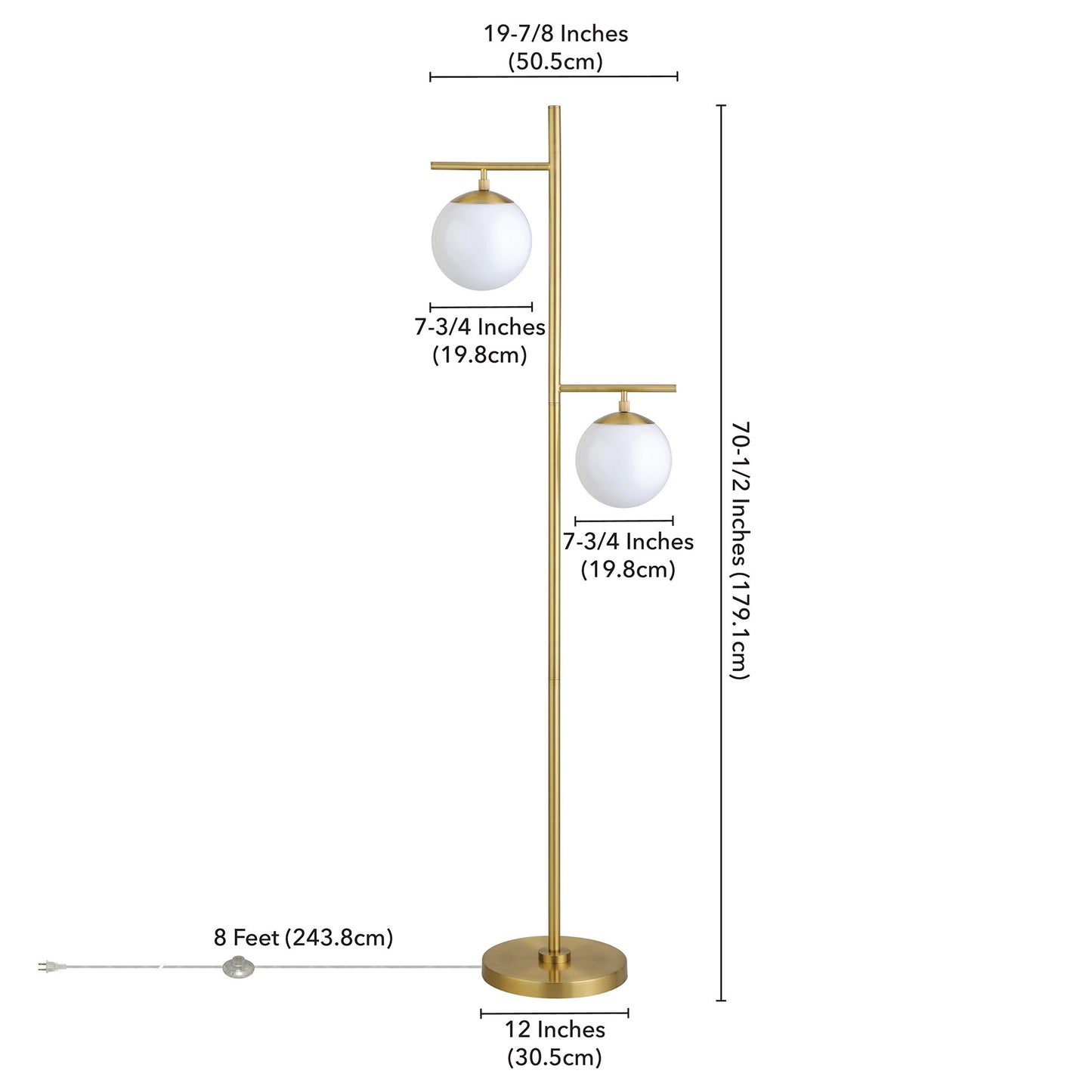 Brass 2-Light Tree Floor Lamp w/ Shade