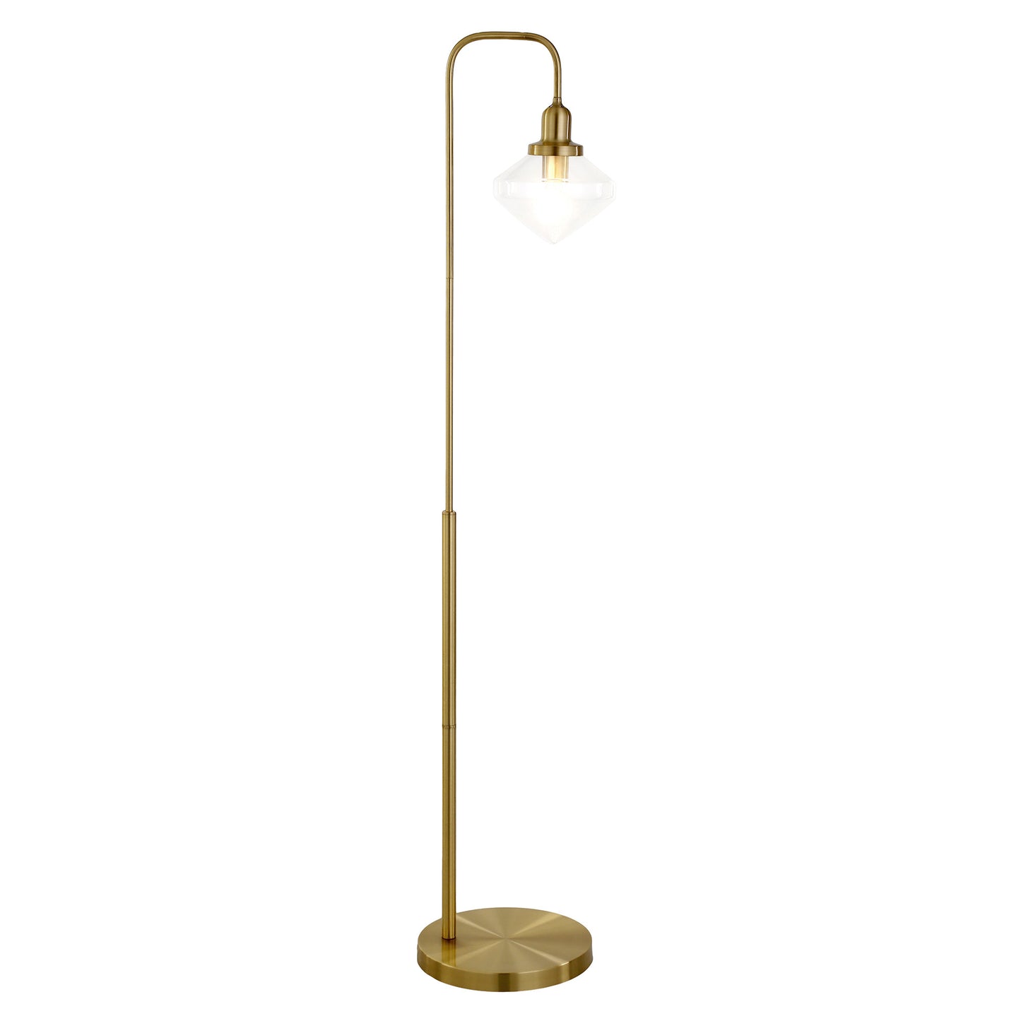 Brass Floor Lamp w/ Clear Glass Shade