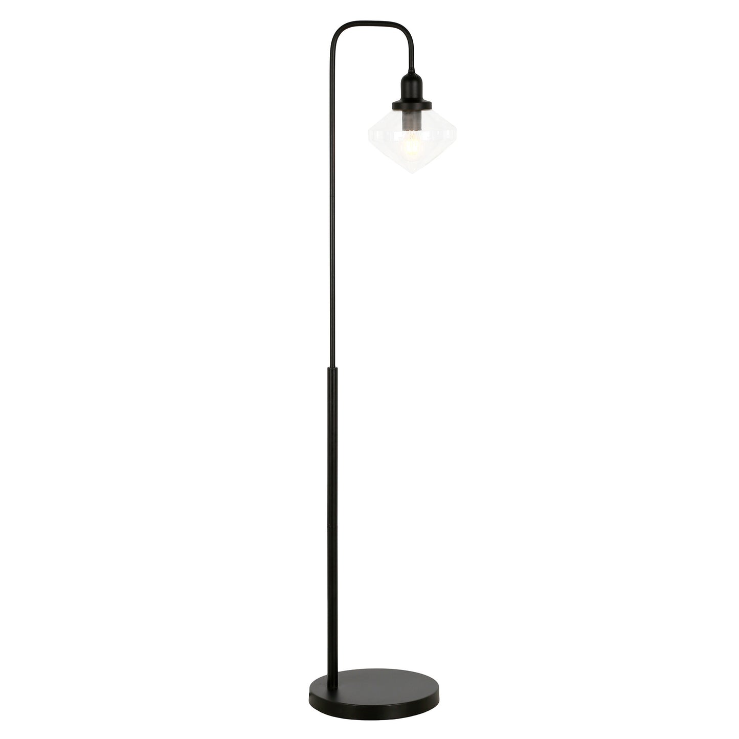 Black Floor Lamp w/ Clear Glass Shade