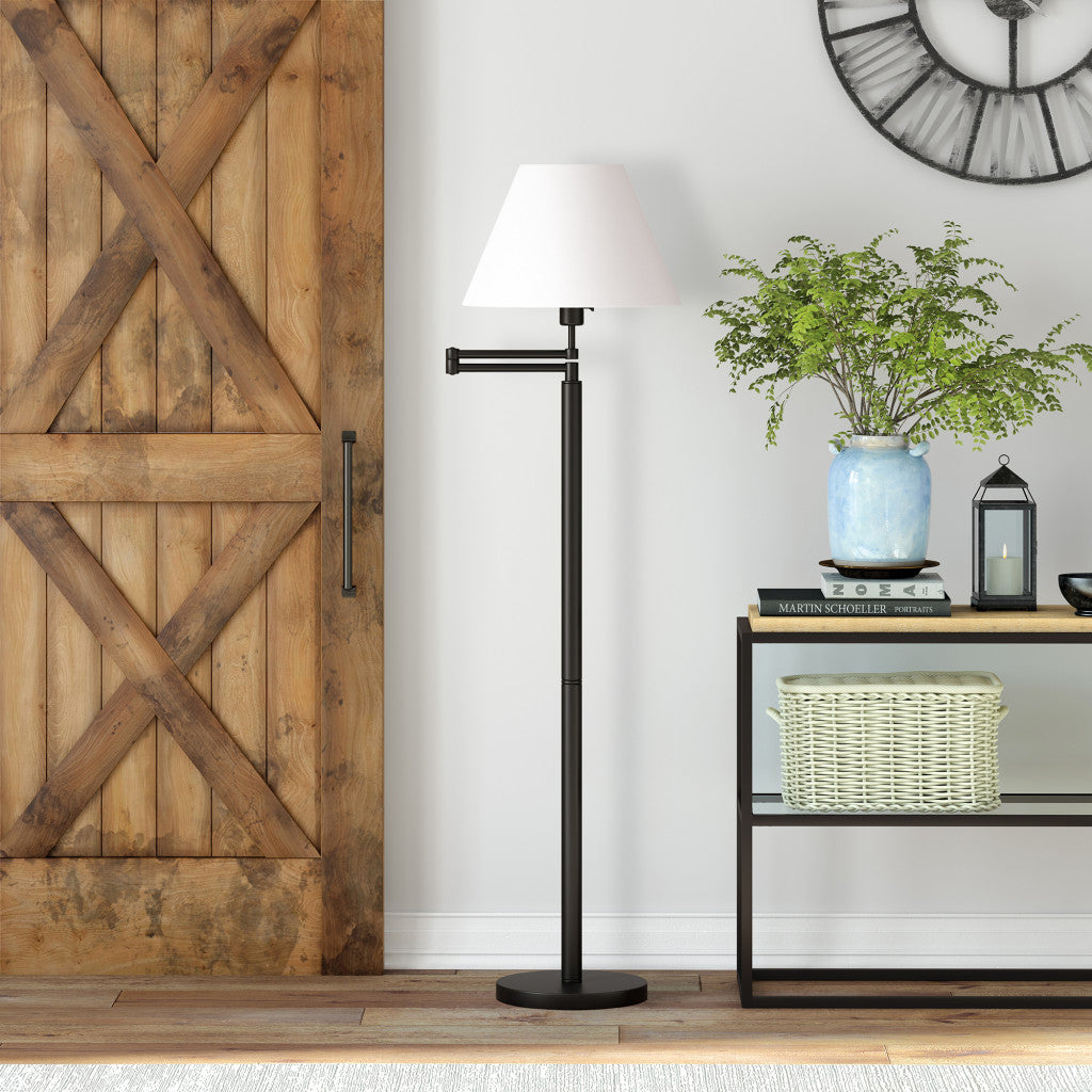 Black Swing Arm Floor Lamp w/ Shade