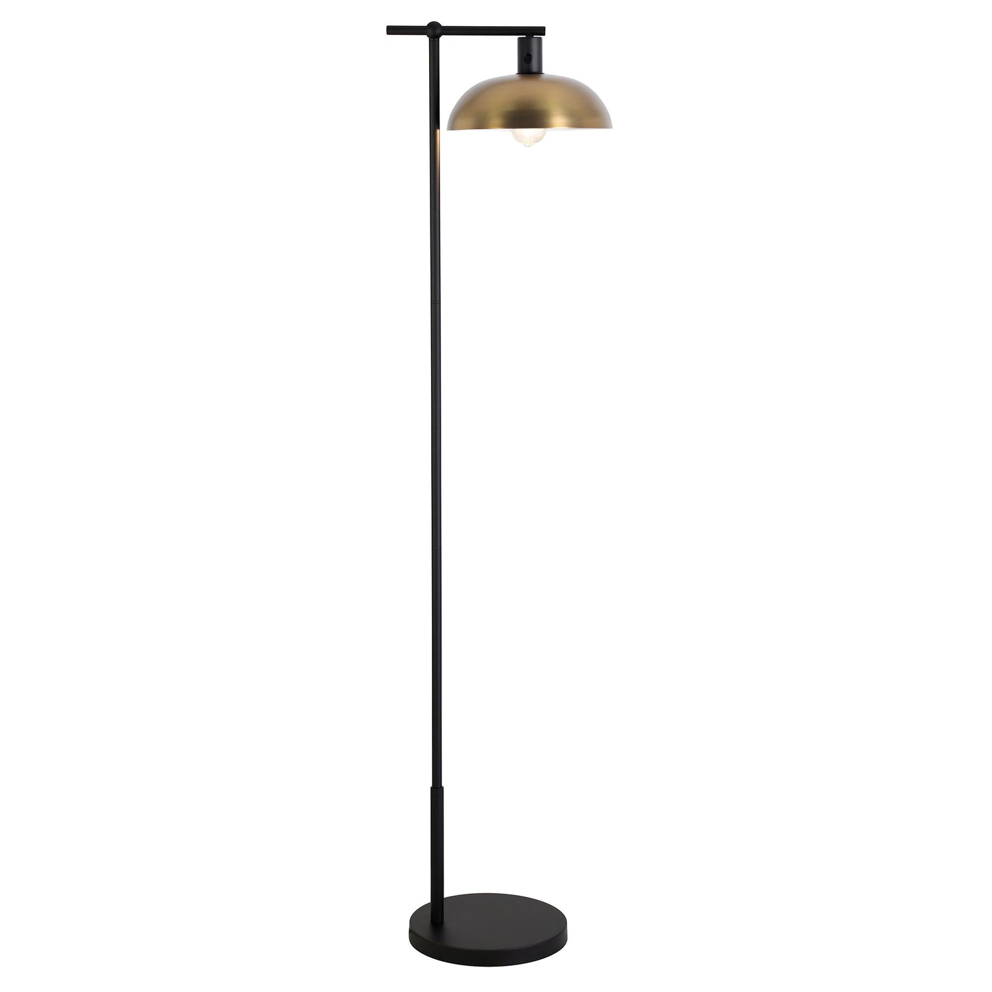 Black Reading Floor Lamp w/ Gold Bowl Shade