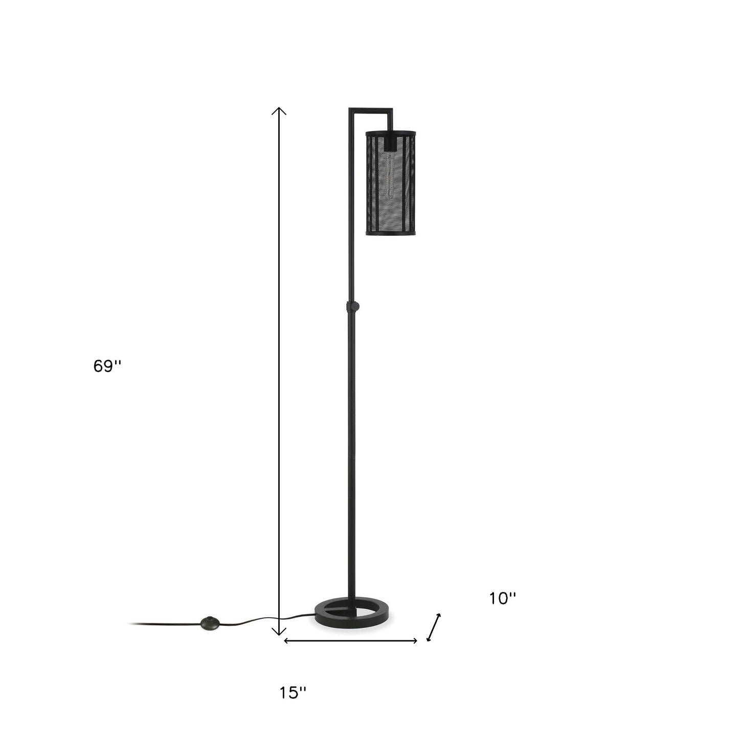 Black Floor Lamp w/ Black Mesh Shade