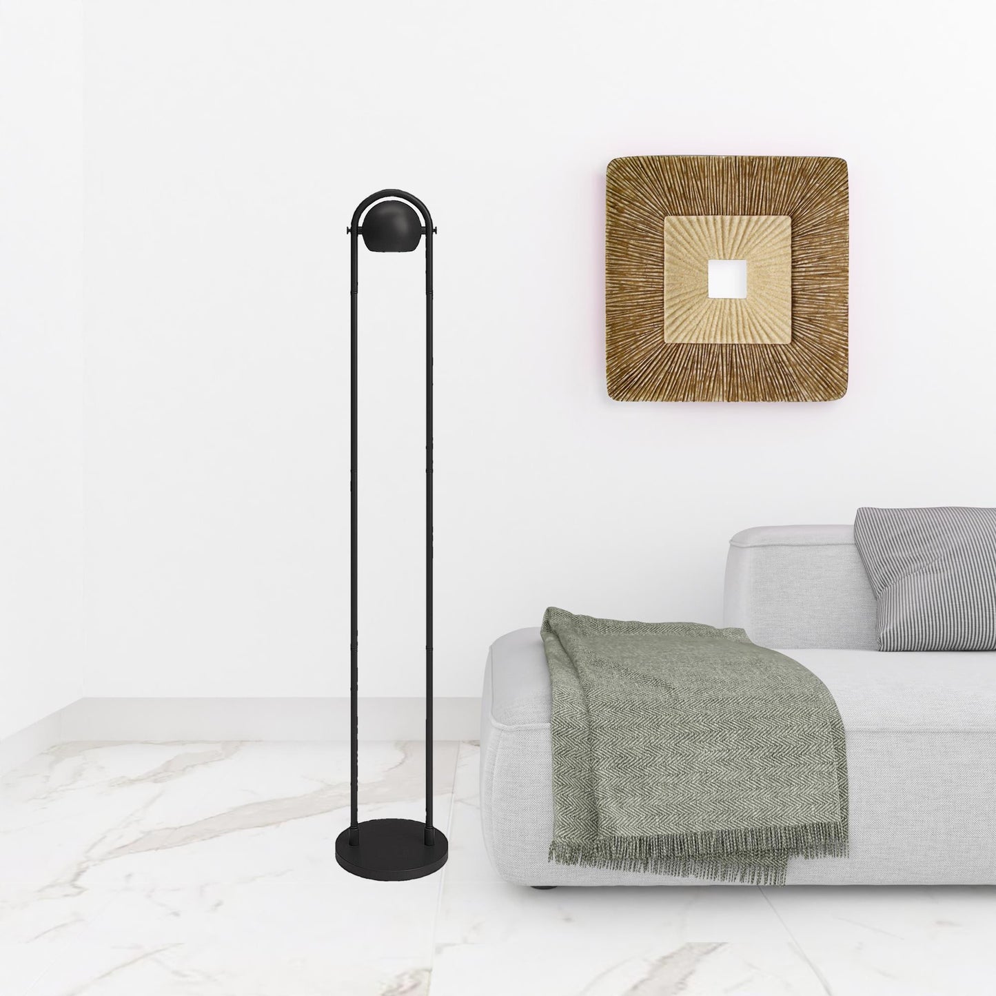 Black Column Floor Lamp w/ Black Shade