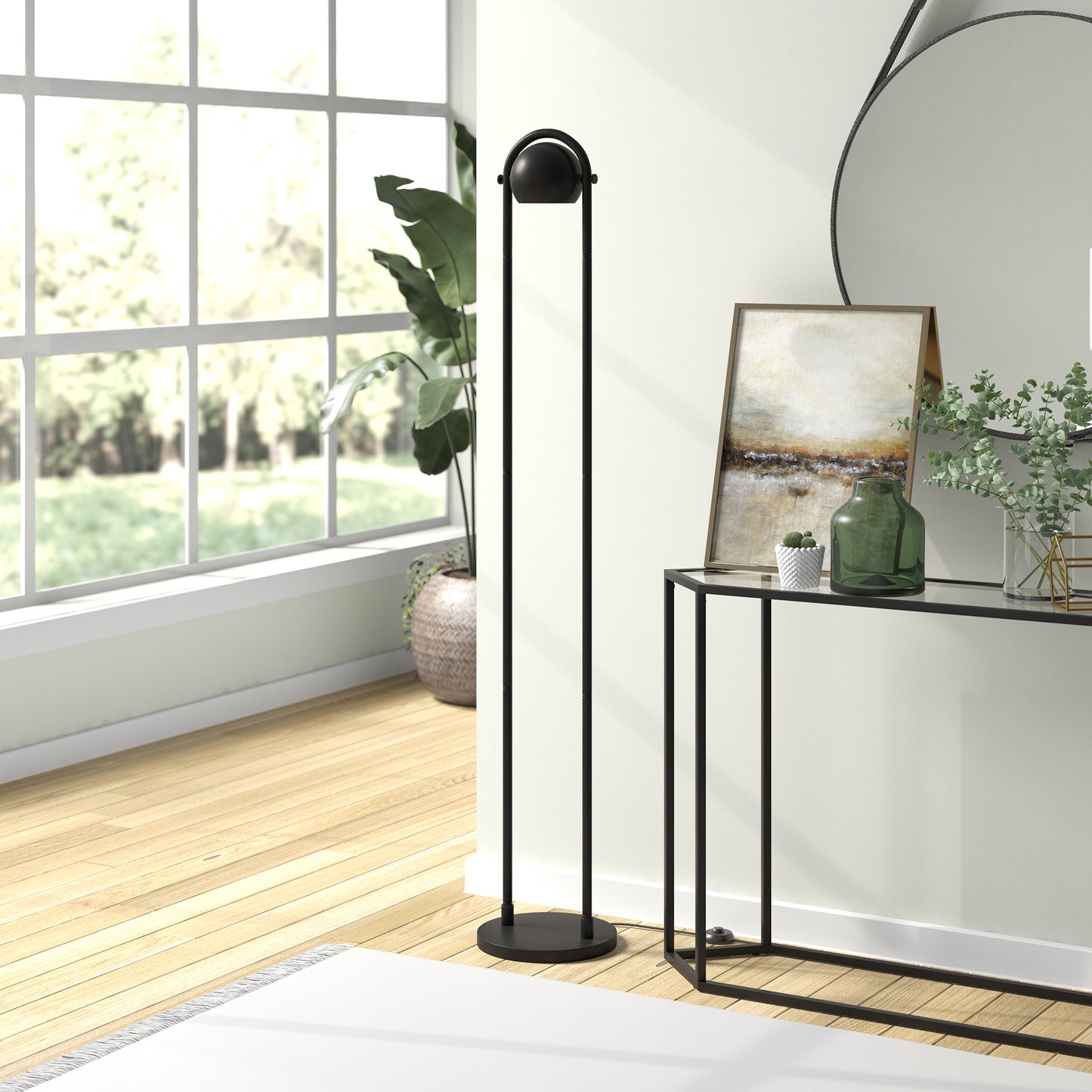 Black Column Floor Lamp w/ Black Shade