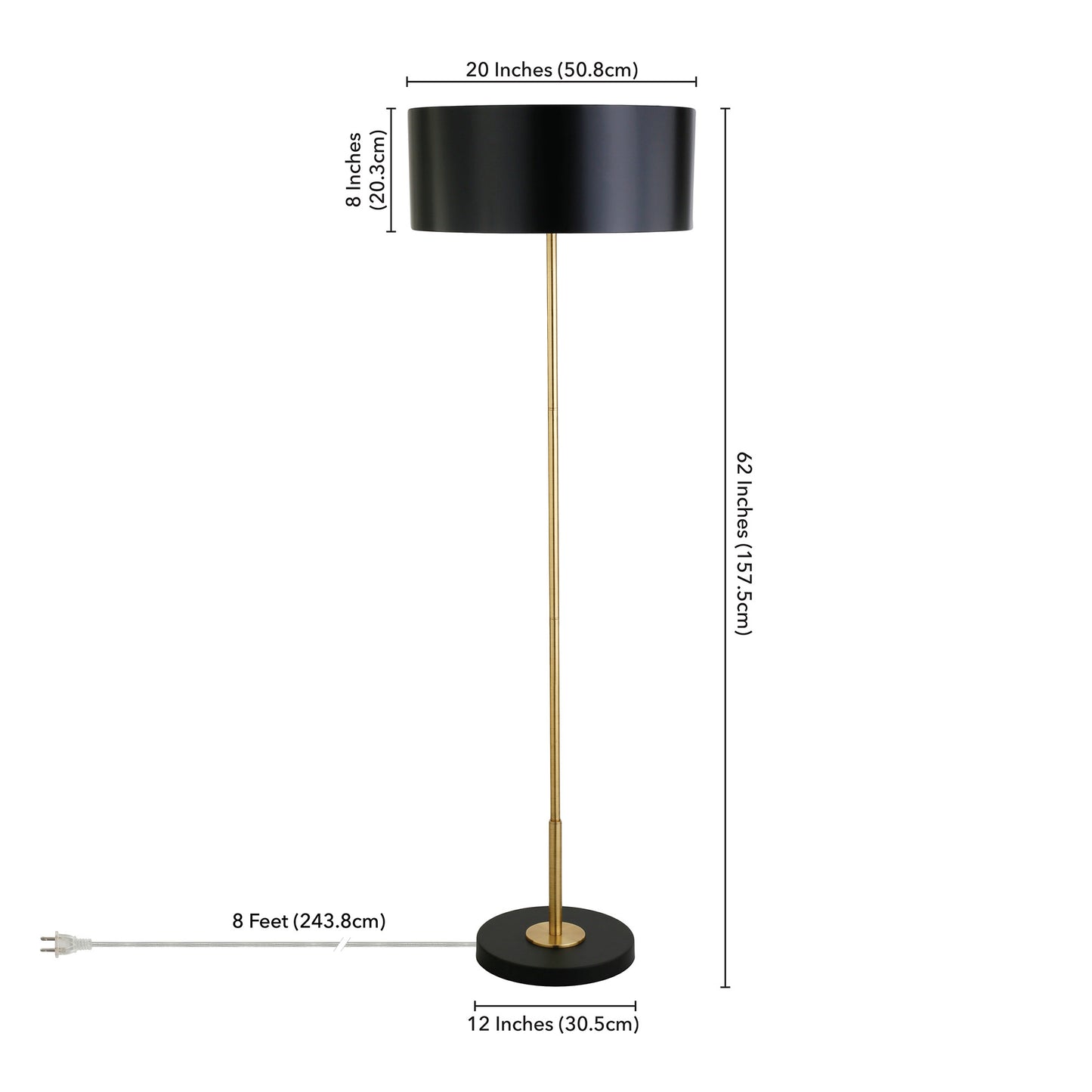 Black 2-Light Floor Lamp w/ Shade
