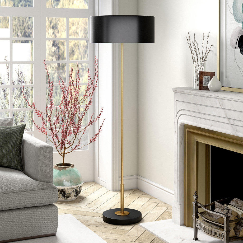 Black 2-Light Floor Lamp w/ Shade