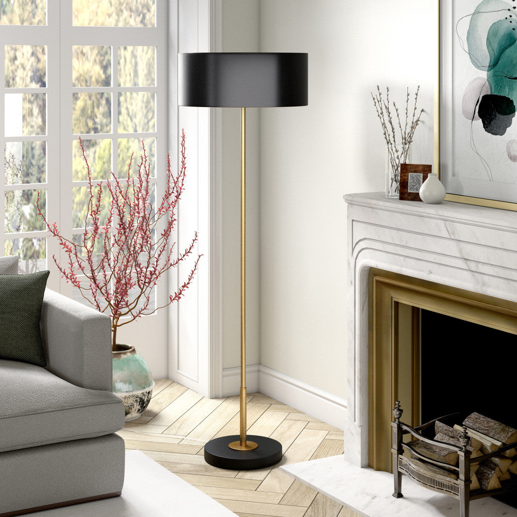 Black 2-Light Floor Lamp w/ Shade