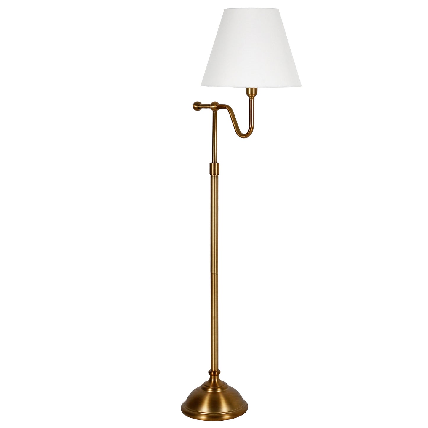 Brass Swing Arm Floor Lamp w/ Shade