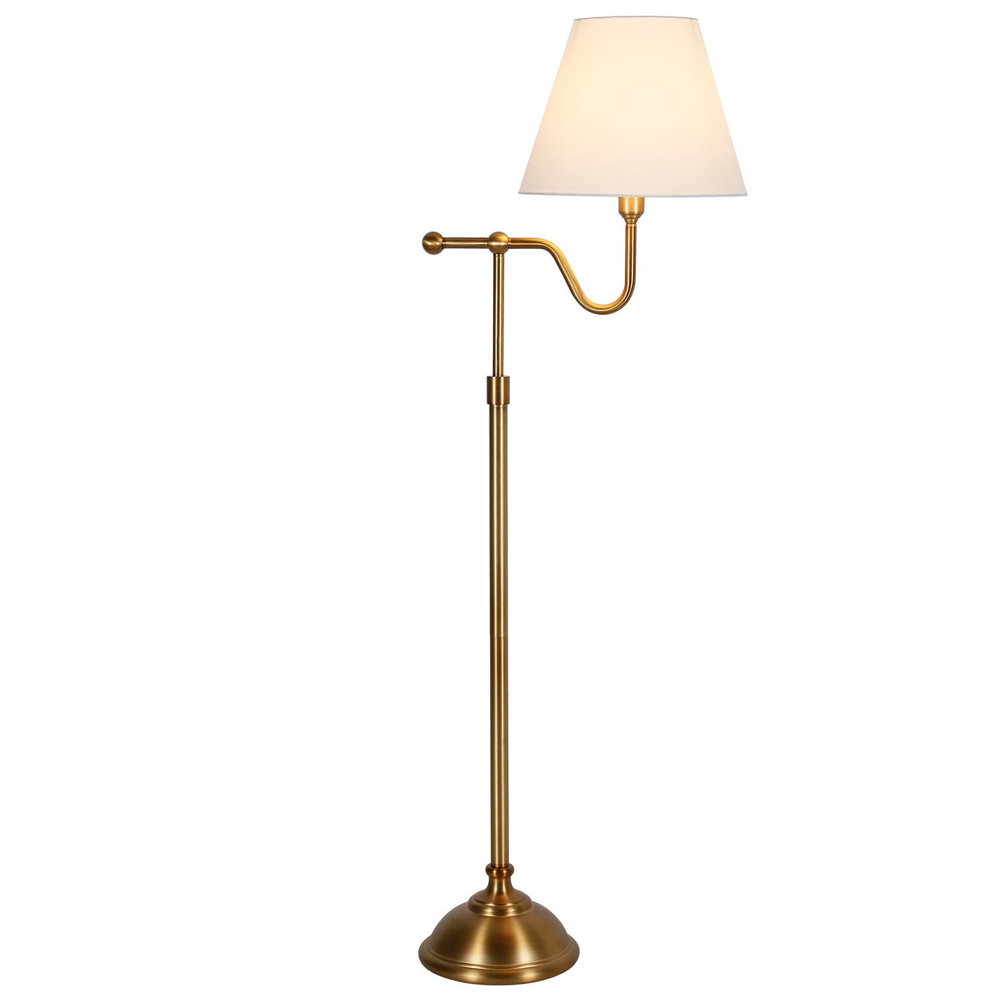 Brass Swing Arm Floor Lamp w/ Shade