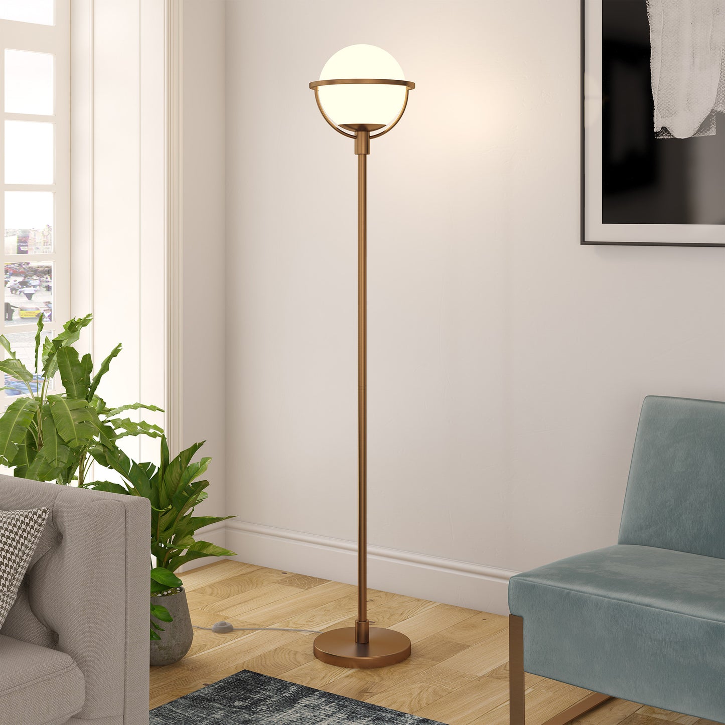 Brass Floor Lamp w/ Shade