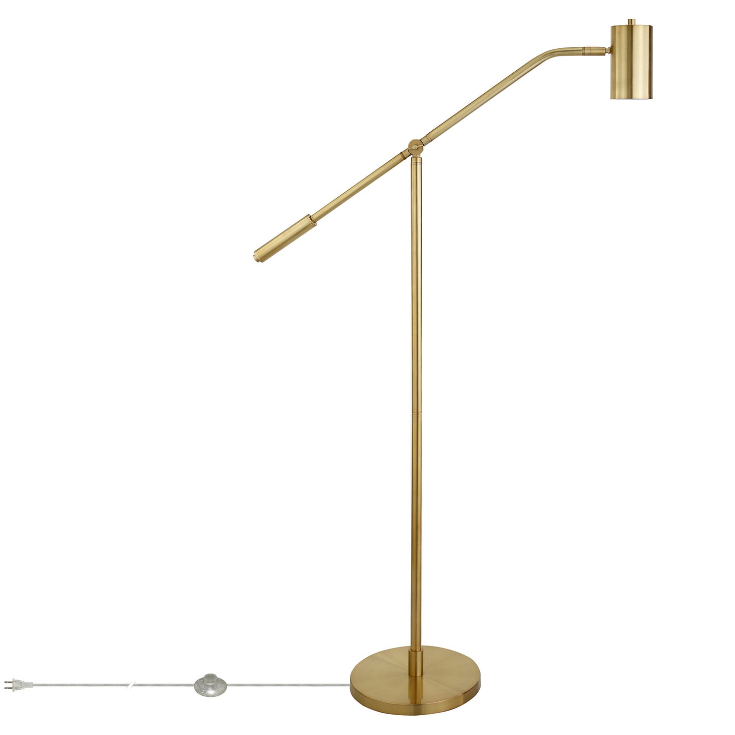 Brass Swing Arm Floor Lamp w/ Brass Shade