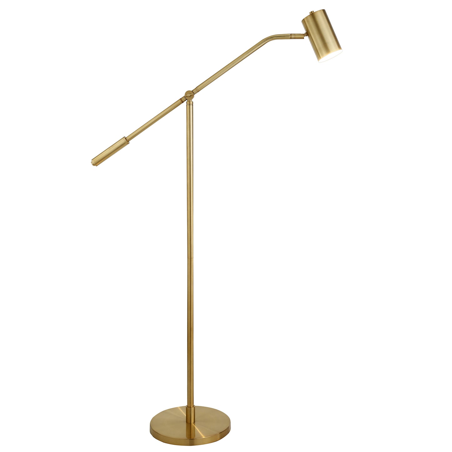Brass Swing Arm Floor Lamp w/ Brass Shade