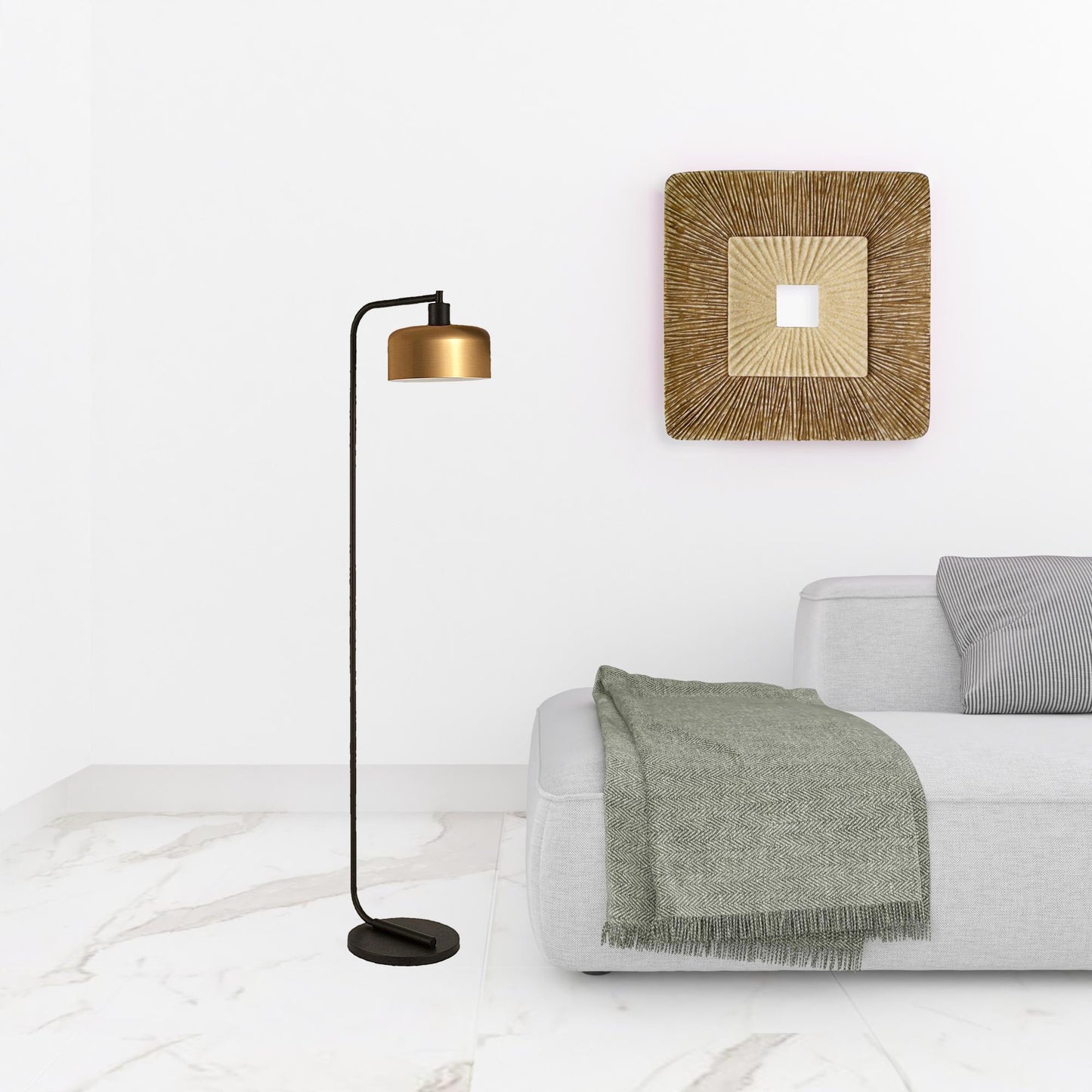 Black Floor Lamp w/ Brass Shade