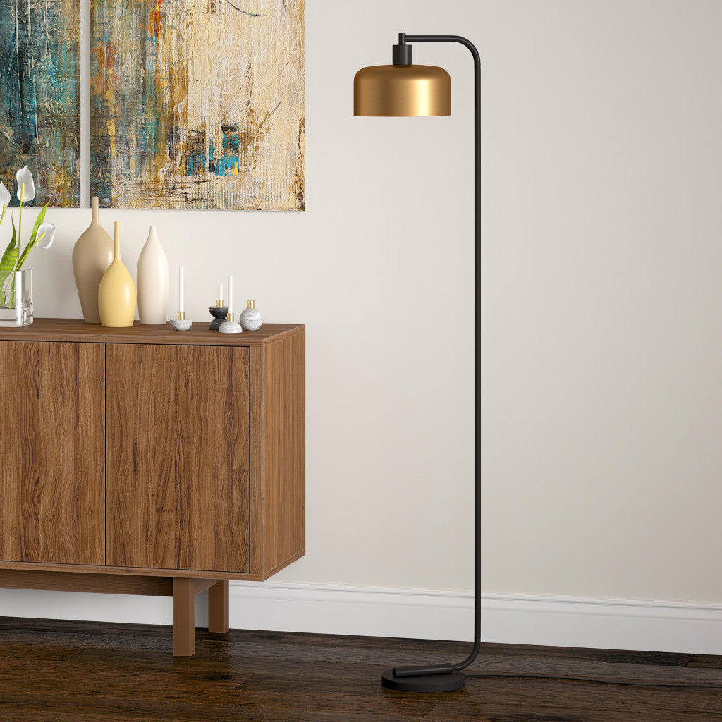 Black Floor Lamp w/ Brass Shade