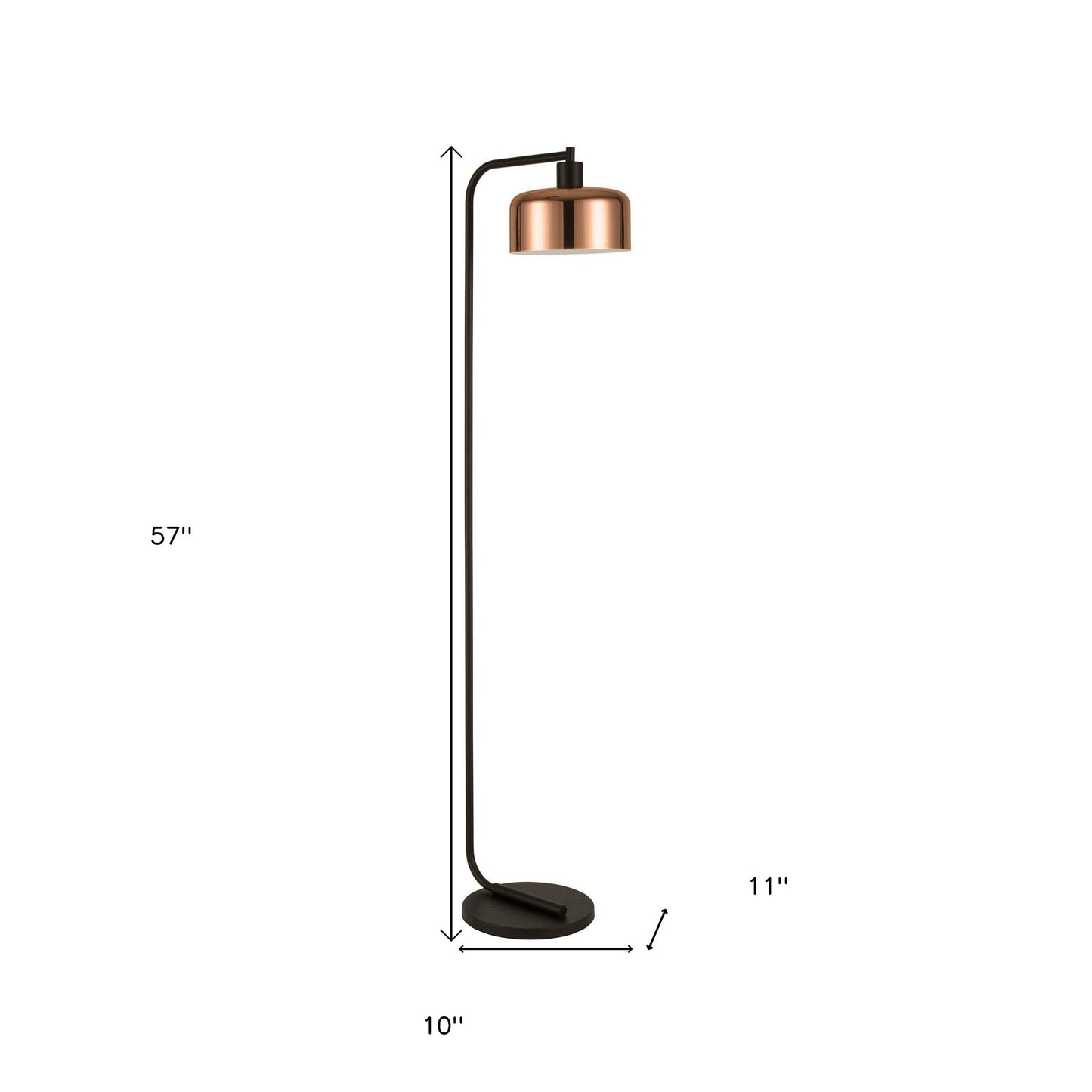 Black Floor Lamp w/ Copper Shade